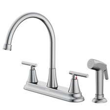 2-Handle Kitchen Faucet with Pull-Out Side Sprayer, 8 Inch High Arch Stainless S
