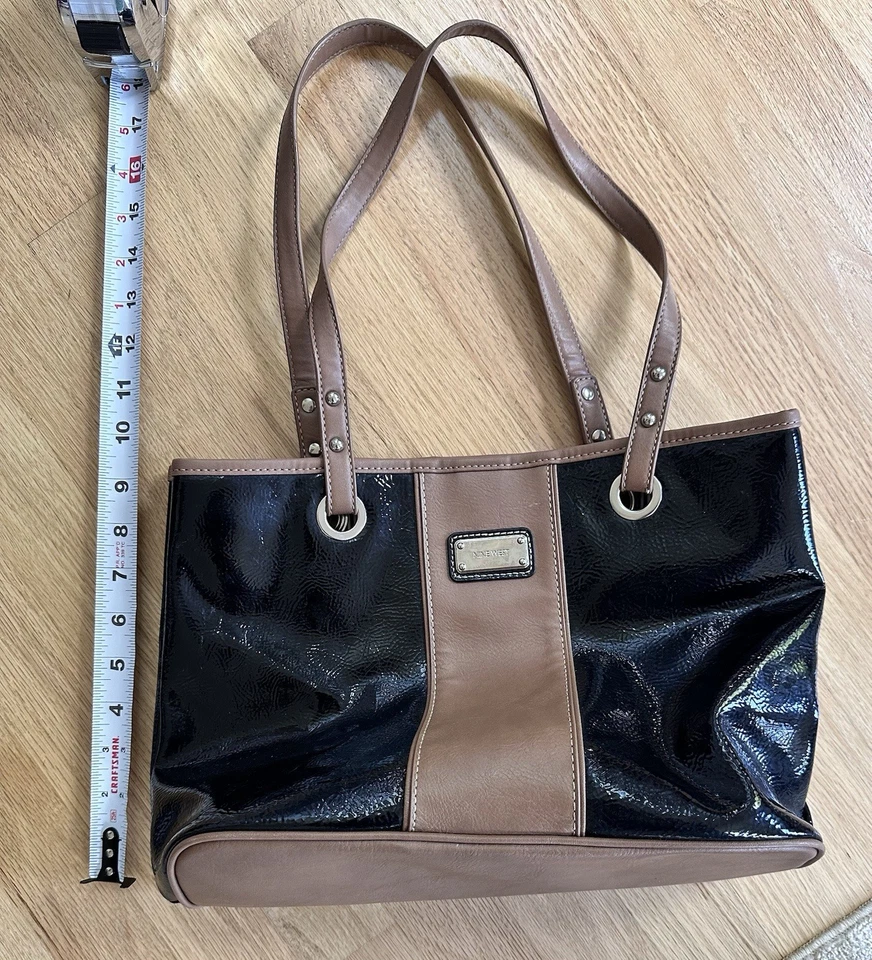 Nine West Patent Black Tote Shoulder Bag — 第 2/4 张图片