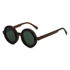 Classic Adjustable Round ND Sunglasses UV400 Protection Matte Tea Frame