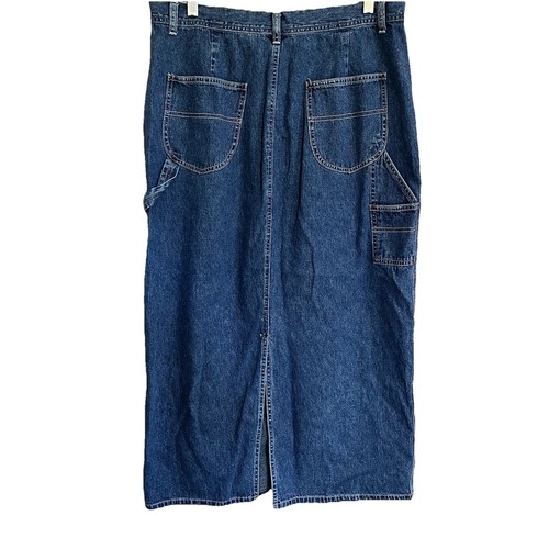 Faded Glory Carpenter Denim Skirt Jeans 100% Cotton Size 16 Long Slit Modest - Picture 18 of 18