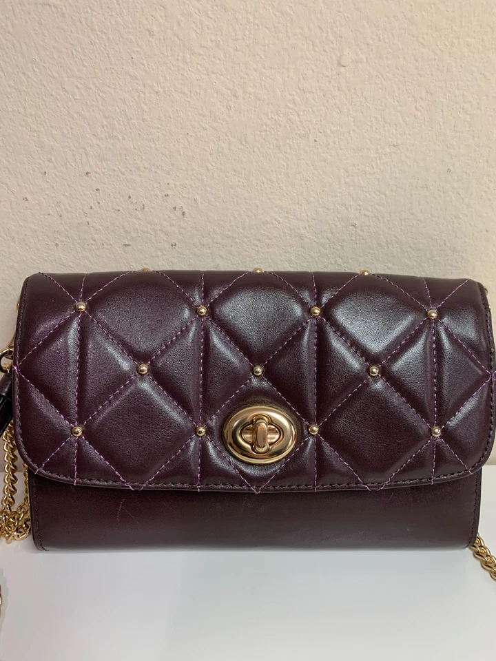 Bandolera Coach F23816 Cadena con Cuero Acolchado - Marrón - Cierre Giratorio Foto 2 de 4