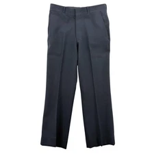 Vintage Sears Perma-Prest Pants Mens 32R Navy Dress Slacks Classic Polyester 70s