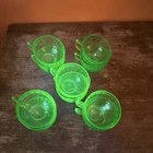 Vintage Federal Glass Uranium Depression Glass Teacups Set of 10 Excellent