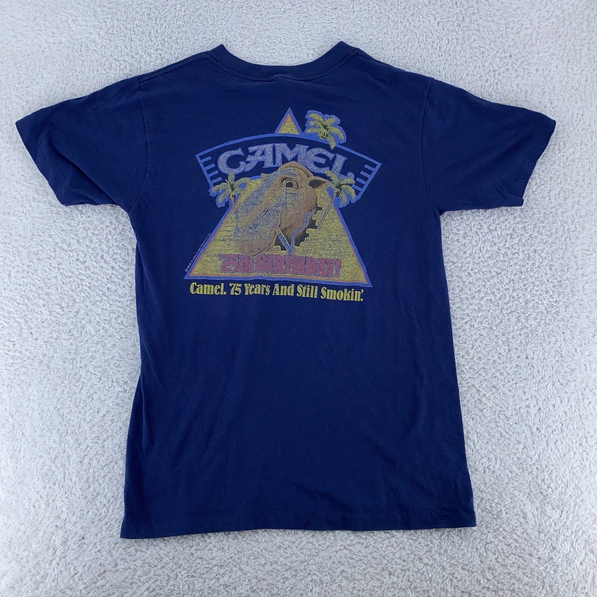 Vintage Camel Cigarettes Shirt Small Blue 75th Birthday Promo Joe 