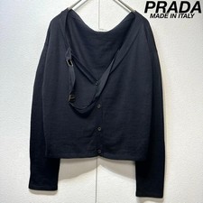 Prada Sweater wool silk belt V-neck knit cardigan