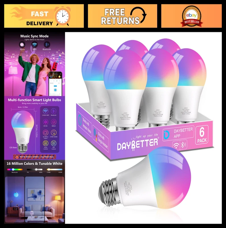 colour-changing Wi-Fi and Bluetooth bulbs with music sync