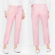 NWT TALBOTS Perfect Crops Pants Pink Gingham Size 8P