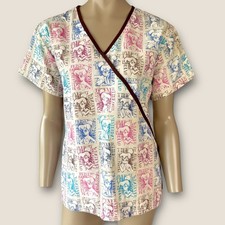 Disney Short Sleeve Medical Scrub Top Nurse Tinker Bell Women Size M Multicolor