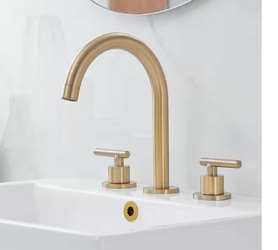 NEW BWE 8 in. Widespread Double Handle High-Arc Bathroom Faucet Gold