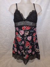 Gorgous black red pink floral sexy babydoll chemise dress Size 12 14
