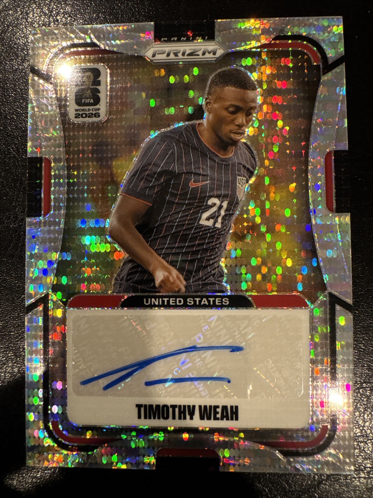 2026 Panini Prizm FIFA World Cup Timothy Weah Preferred Pulsar Auto Team USA