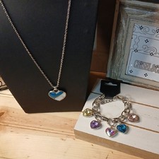 Heart Pendant Necklace and Bracelet Set