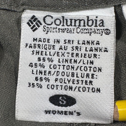Vintage Y2K Columbia Linen Blend Cropped Pants Drawstring Waist Olive Green S - Picture 3 of 11