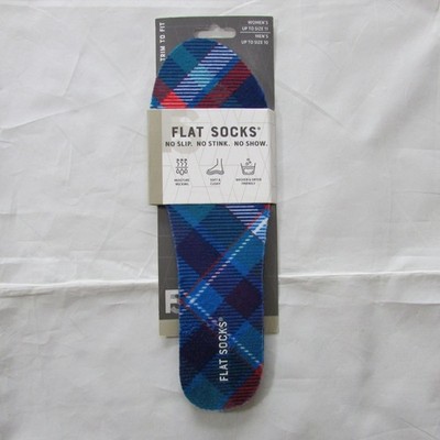 Flat Socks Trim To Fit Insoles Plaid Women's Up to Size 11 Men's Up to Size 10