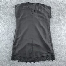 Madewell Dress Womens Large Black Tunic Sleeveless Lace Hem FA16 Polyester Party