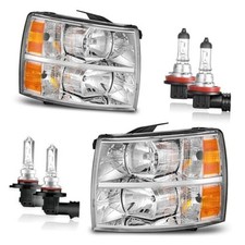 Headlights OE Replacement Clear Lens I Chrome Housing I Amber Reflector
