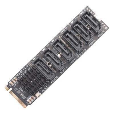 M.2 MKEY PCI-E Riser Card M.2 NVME To SATA3.0 PCIE To  6Gpbsx6-Port1618