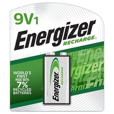 Energizer Recharge 9 Volt Battery (1 Pack), Rechargeable 9V Battery
