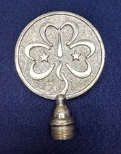 Stylized Girl Guide circular Flagpole Brass FINIAL Threaded style  S2016B