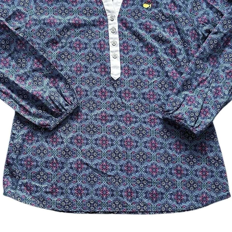 Camisa de golf pulóver Peter Millar Masters para mujer mediana azul floral Redbud Foto 3 de 4