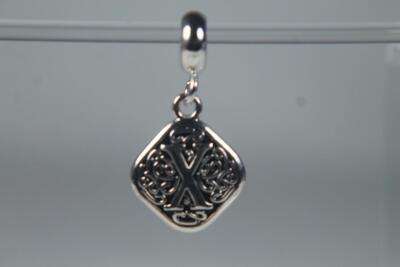 'X' Alphabet Silverstone Dangle Bead By DaVinci #DB X NEW