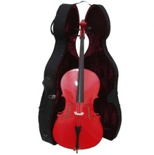 Merano 1/4 Cello w/ Lightweight Hard Case, Bag, Bow, Rosin for Student - Red