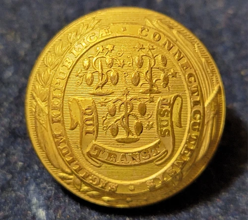 CIVIL WAR ERA 2 PIECE STATE OF CONNECTICUT MILITIA BUTTON ALBERTS# CT-13-TYPE