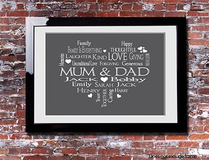 Personalised Mum & Dad Word Art Picture Print Wall Words Canvas | eBay