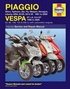 Haynes-Shop-Repair-Manual-M3492-Vespa-ET2-50-ET4-50-S-50-LX-125