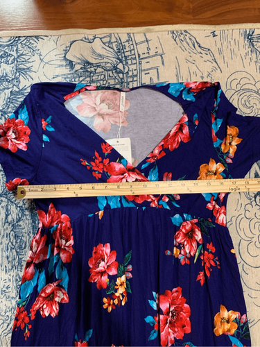 New With Tags Beautiful XPENYO Dress Size large blue and pink Floral. Long Leng - Picture 7 of 8