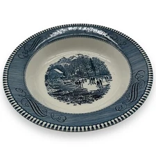 Royal China Currier & Ives Blue “EARLY WINTER” 8-1/4" Rimmed Soup Bowl