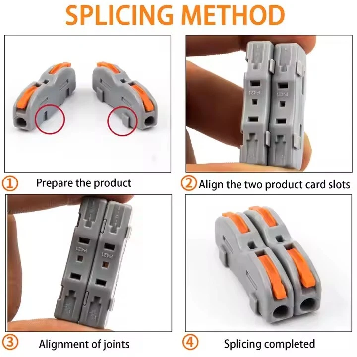 SPRING LEVER TERMINAL BLOCK ELECTRICAL CABLE WIRE CONNECTOR QUICK SPLICE INLINE - Image 2 of 4