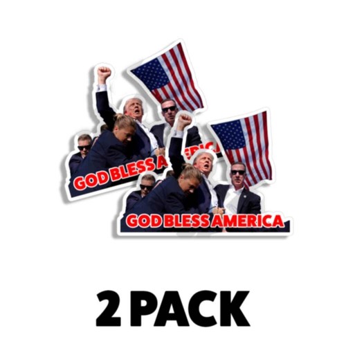 TRUMP 2024 GOD BLESS AMERICA shooting AMERICA patriot DONALD MAGA 2PK USA 4INCH