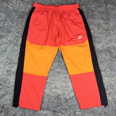 Nike NSW Sportswear Woven Zip Trackpants Coral Orange Black Mens XL BV5387-850