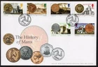ISLE of MAN MNH 2010 SG1603-08 History of Manx Coins FDC