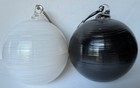 Rare Calvin Klein Modern Blown Glass Round Ornaments Set of Two White & Black