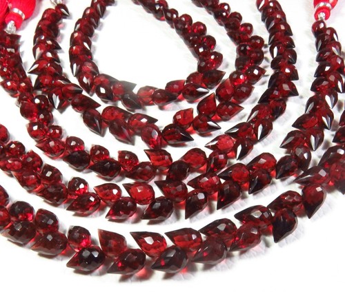 Natural Garnet Briolette Diagonal Drilled Faceted Gems Beads 4"Strand 6.5-10mm - Picture 6 of 11