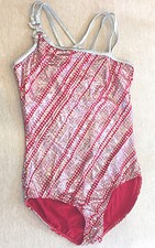 Girls Weissmans DESIGNS FOR DANCE Red Sparkle Dance Gym Leotard Costume L 12 14