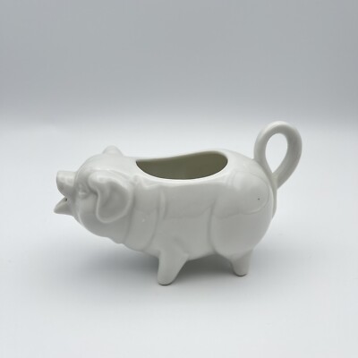 Vtg Buckingham Galleries White 6oz Porcelain Pig Creamer Japan Farmhouse Decor