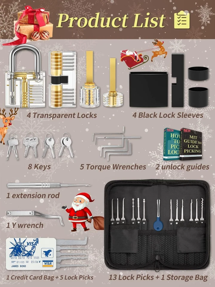 38-teiliges Lockpicking Set 2024 Schwierigkeit Upgrade Dietrich Set in Kredit... - Bild 2 von 4