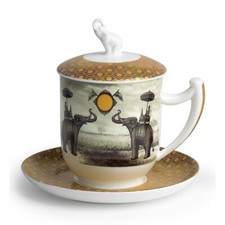 Teetasse mit Sieb und Deckel Sepia Elephant Bone China Porzellan 0,35 L