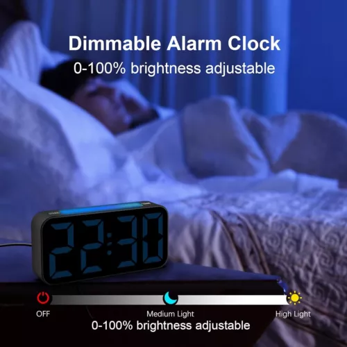Touch Digital Alarm Clock LED Mirror Display Date Home Bedside Night Light Loud - Picture 4 of 7