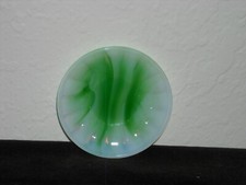 Akro Agate Large Interior Panel Saucer Green and White Marbleized