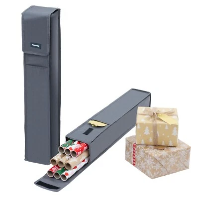 FiNeWaY Set of 2 Grey Gift Wrap Storage Bags Sleeves with Pockets and Handles