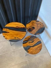 Exquisite Set of 3 Exotic Epoxy Coffee Tables – Unique, Handcrafted Art