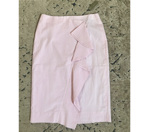 J.Crew Ruffle skirt in striped poplin-G5581-PINK WHITE-size 4-NWT - Picture 2 of 4