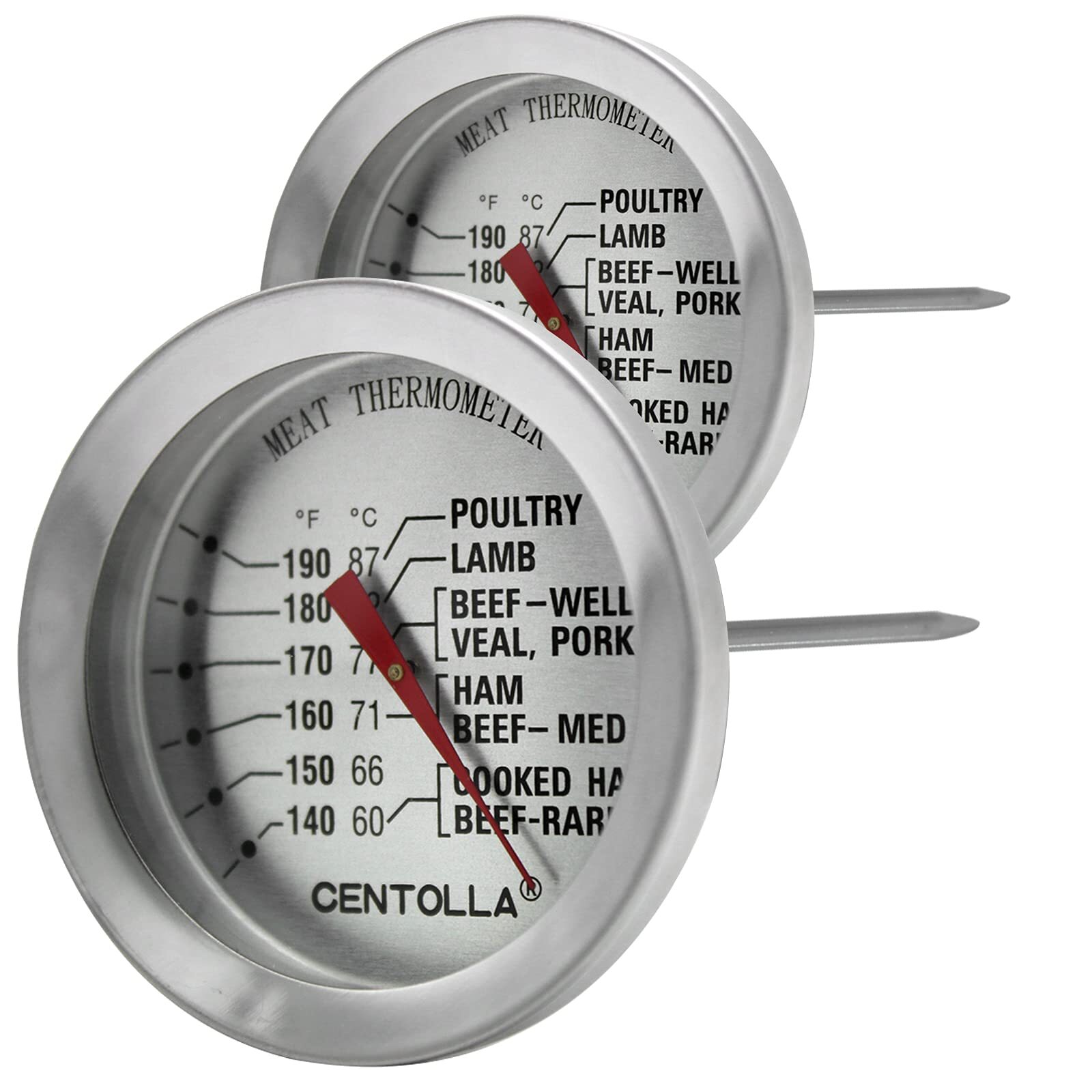 Meat Thermometer Oven Safe, 2 Pieces Dishwasher Safe Meat Thermometers for Co...-image