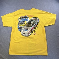 Vintage Nascar Daytona 500 Race 2002 Shirt Mens XL Yellow Short Sleeve Graphic