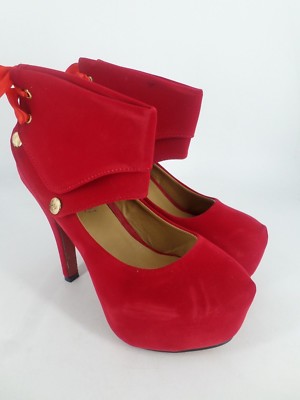 Damen Pumps versteckte Plateau Knöchelmanschette Fliege rot UK 4 EU 37 LN41 48