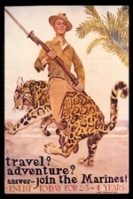 Travel Adventure Join Marines Wild Cat/Ocelot USA Recruit Vintage FREE shipping
